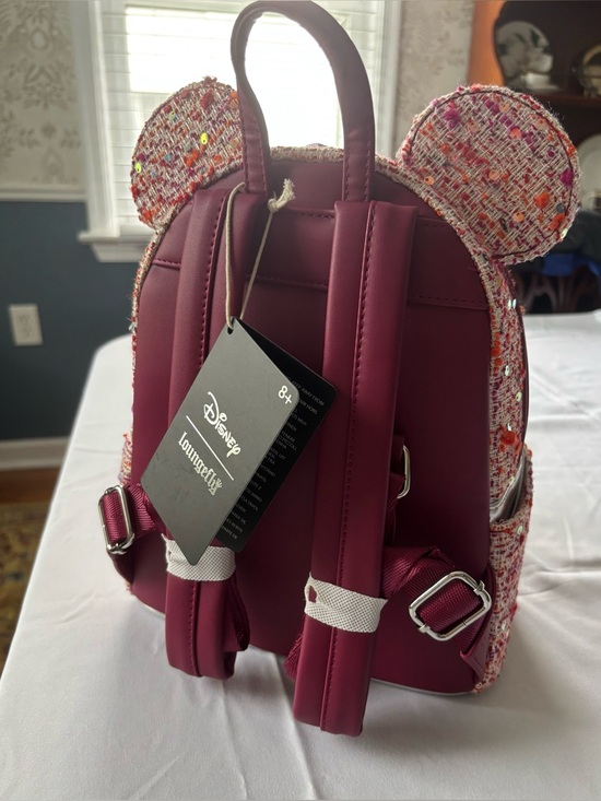 Loungefly Disney Pink Boule Fabric Minnie Mouse Ears Mini Backpack Tweed NWT main image 7